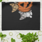  90s Cat Halloween Retro Spooky Seizoen Theedoek (Gevouwen)