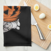  90s Cat Halloween Retro Spooky Seizoen Theedoek (Quarter Fold)