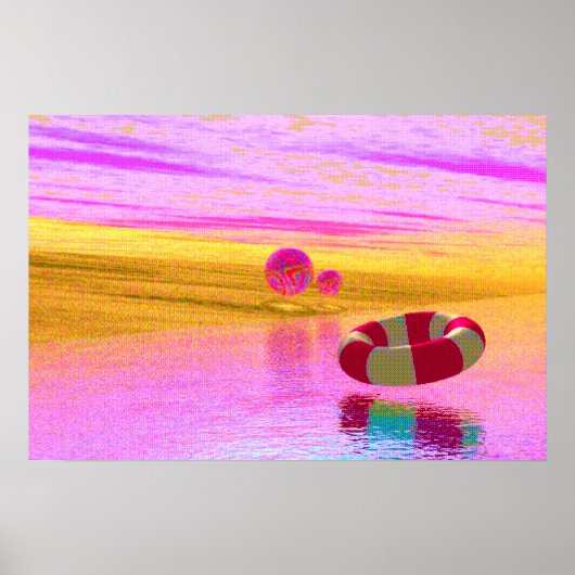 90s CGI Style Beach Scene Poster (Voorkant)
