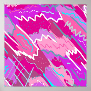 90s de Kunst van de Pop van Nostalgie in Magenta Poster