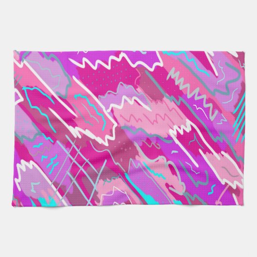 90s de Kunst van de Pop van Nostalgie in Magenta Theedoek (Horizontaal)