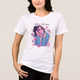 90s Esthetiek Retro Telefoon Meisje Tri-Blend Shirt