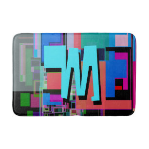 90s Geïnspireerd Kleurrijk Geometrisch Monogram Badmat