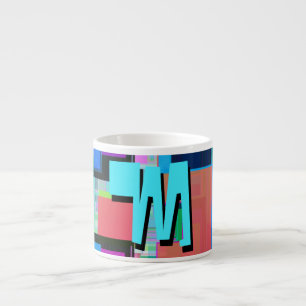 90s Geïnspireerd Kleurrijk Geometrisch Monogram Espresso Kop