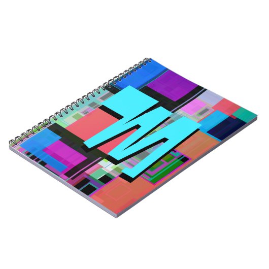 90s Geïnspireerd Kleurrijk Geometrisch Monogram Notitieboek (Linkerzijde)