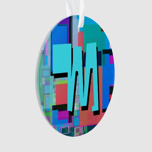 90s Geïnspireerd Kleurrijk Geometrisch Monogram Ornament (voorkant)