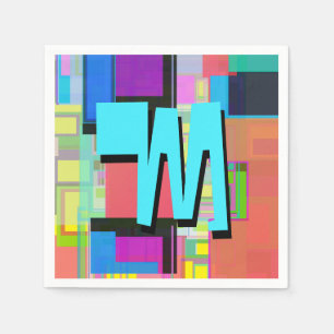 90s Geïnspireerd Kleurrijk Geometrisch Monogram Servetten
