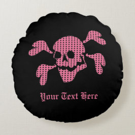 90s Goth Rockabilly Skull and Crossbones Punk Joll Rond Kussen