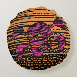 90s Goth Rockabilly Skull and Crossbones Punk Joll Rond Kussen