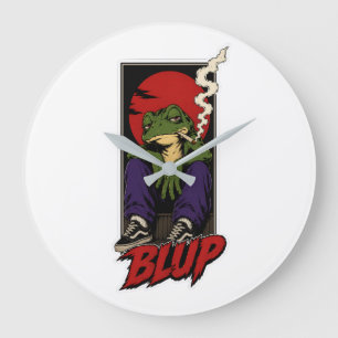 90s Grunge Skater Kikker BLUP Ronde Wandklok Grote Klok