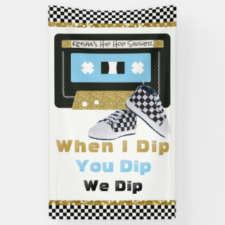 90's Hip Hop BOY Baby shower| Blauw & goud Spandoek