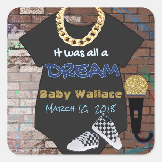 90's Hip Hop BOY Baby shower Sticker (Voorkant)