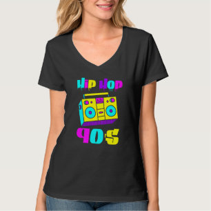 90's Hip Hop Muziek Retro Boombox Kleurrijk T-shirt