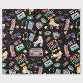 90's Hip Hop Vibes Retro maakte me patroon Cadeaupapier (Vlak)