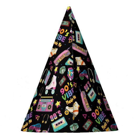 90's Hip Hop Vibes Retro maakte me patroon Feesthoedjes (Achterkant)