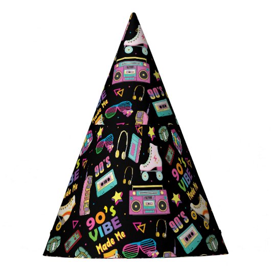 90's Hip Hop Vibes Retro maakte me patroon Feesthoedjes (Voorkant)