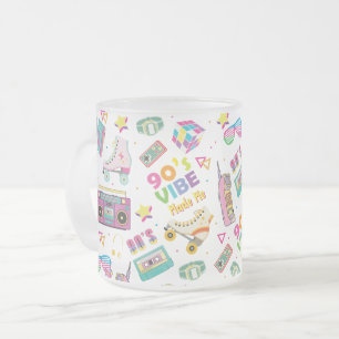 90's Hip Hop Vibes Retro maakte me patroon Matglas Koffiemok