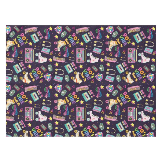 90's Hip Hop Vibes Retro maakte me patroon Tafelkleed (Voorkant (Horizontaal))