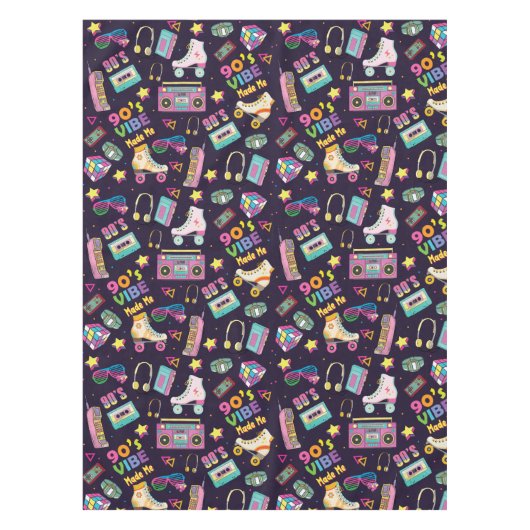 90's Hip Hop Vibes Retro maakte me patroon Tafelkleed (Voorkant)