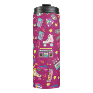 90's Hip Hop Vibes Retro maakte me patroon Thermosbeker