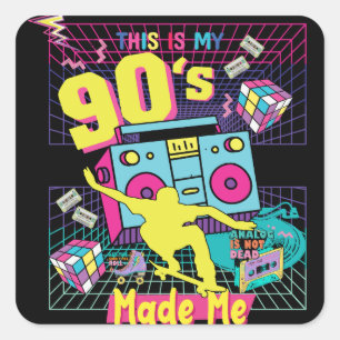 90's Hip Hop Vibes Retro maakte me Vierkante Sticker