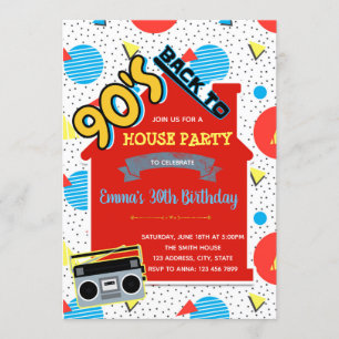 90s House Party Invitation Kaart