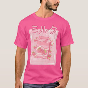 90S Japanse aii aardbeien Milk Shake Karton retr T-shirt