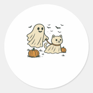 90s Kat Pompoen Halloween Bloemig Griezelig Seizoe Ronde Sticker
