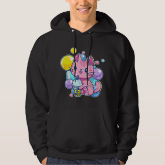 90s Kawaii Roze Pastel Chibi Kat Kittens Drinken B Hoodie
