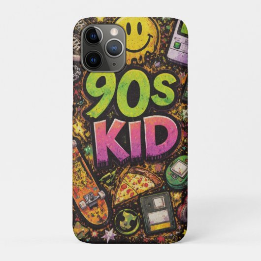90s Kids Grunge Seamless Pattern: Pizza, Skeletons Case-Mate iPhone Case (Achterkant)