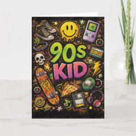 90s Kids Retro Pizza Fun Pattern Kaart