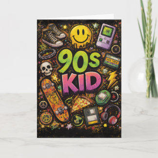 90s Kids Retro Pizza Fun Pattern Kaart