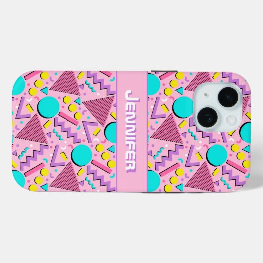 90s Kind Roze Retro Geometrisch Gepersonaliseerd Case-Mate iPhone Case (Achterkant (horizontaal))