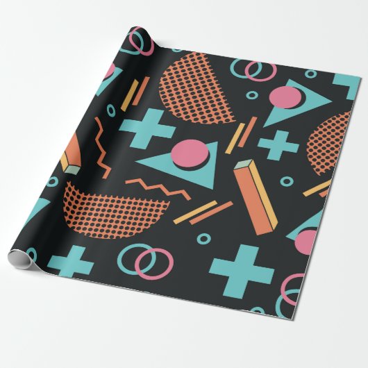90s Memphis Pattern Cadeaupapier (Uitgerold)