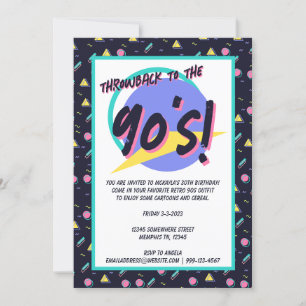 90s Navy + CMYK Retro geometrisch vloerkleedpatroo Kaart