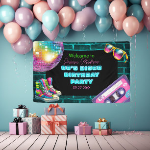 90s Neon Disco Verjaardag Spandoek