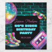 90s Neon Disco Verjaardag Wijn Etiket (Enkel label)