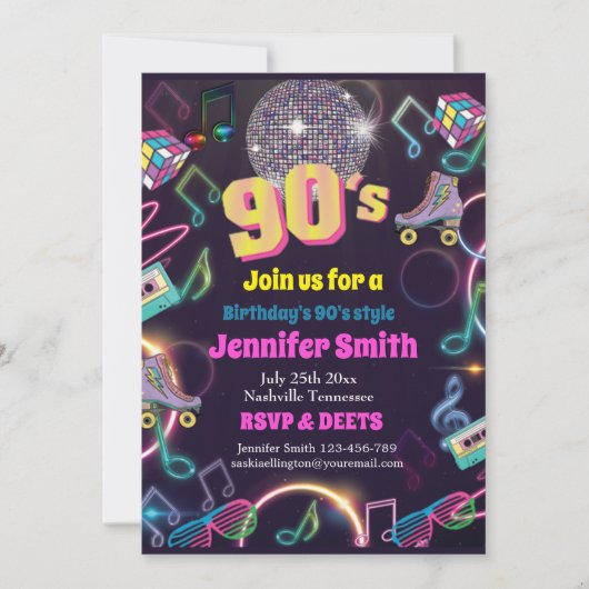 90's Neon Disco Vibes Retro Stijl Kaart (Voorkant)