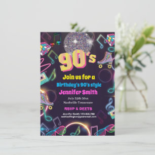 90's Neon Disco Vibes Retro Stijl Kaart
