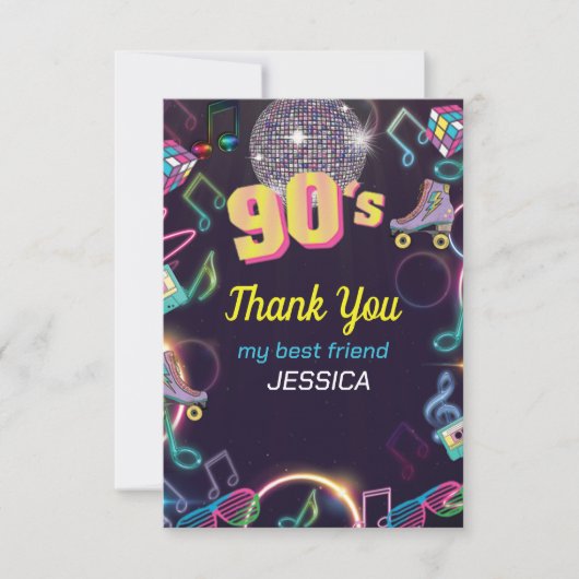90's Neon Disco Vibes Retro Style Bedankkaart (Voorkant)