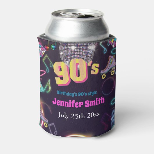 90's Neon Disco Vibes Retro Style Blikjeskoeler (Blikje Achterkant)