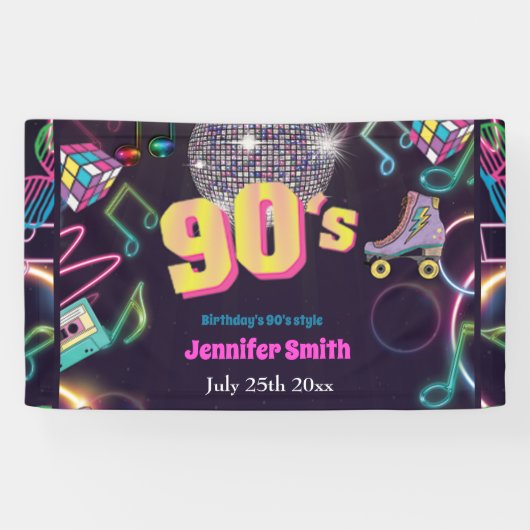 90's Neon Disco Vibes Retro Style Spandoek (Horizontaal)