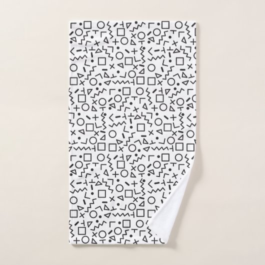 90's Noir & Blanc Retro Shapes Motif (Serviette à main)