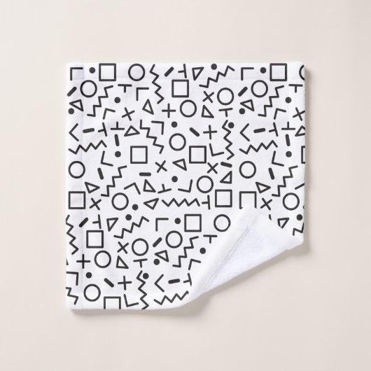 90's Noir & Blanc Retro Shapes Motif (Gant de toilette)