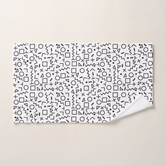 90's Noir & Blanc Retro Shapes Motif (Serviette à main)