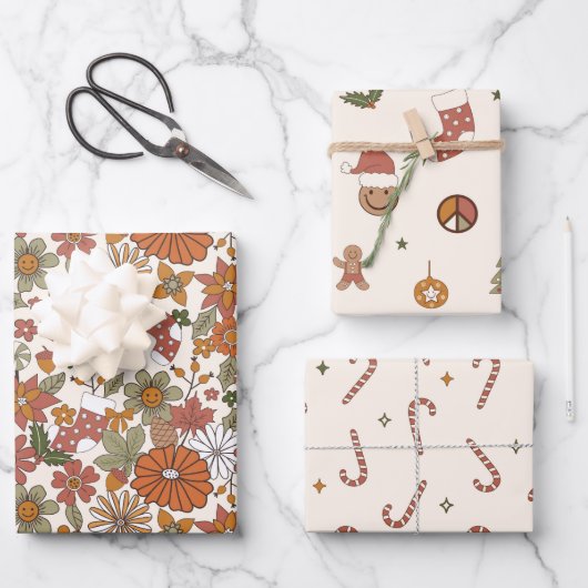 90s Nostalgie Retro Groovy Kerstmis Inpakpapier Vel (Voorkant)