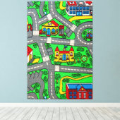 90s nostalgie, Track tapijt Auto Road nostalgisch Canvas Afdruk (Insitu (Houten vloer))
