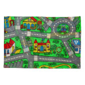 90s nostalgie, Track tapijt Auto Road nostalgisch Kussensloop (Achterkant)