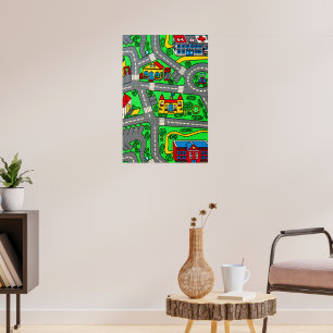 90s nostalgie, Track tapijt Auto Road nostalgisch Poster