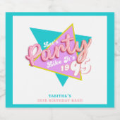 90s Party Like It's 1995 30ste verjaardagsfeestje Sparkling Wijnetiket (Enkel label)